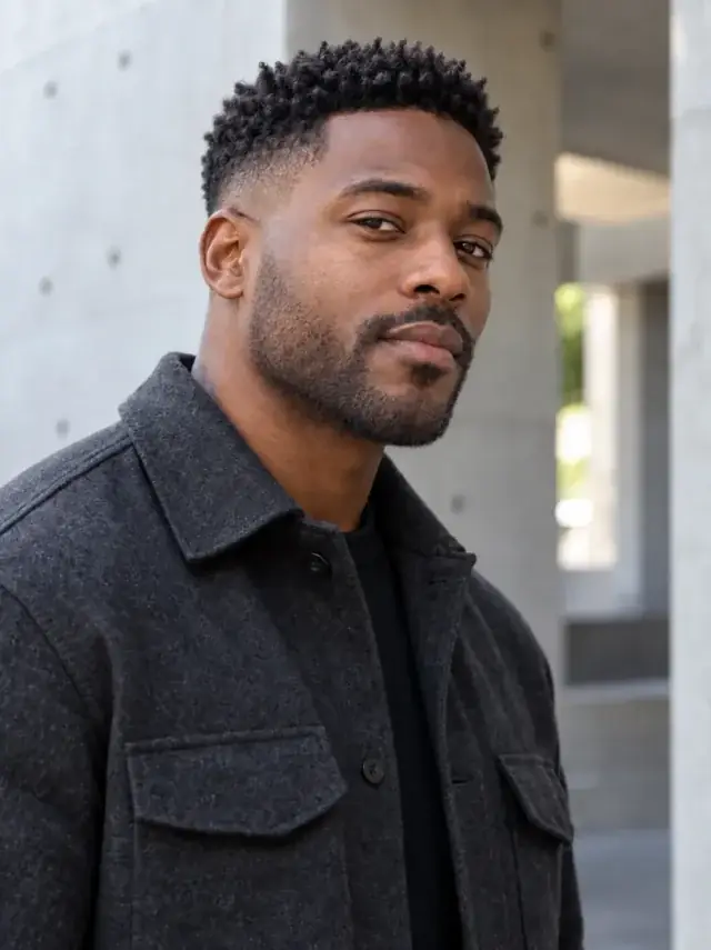 The same subject before and after natural facial hair added