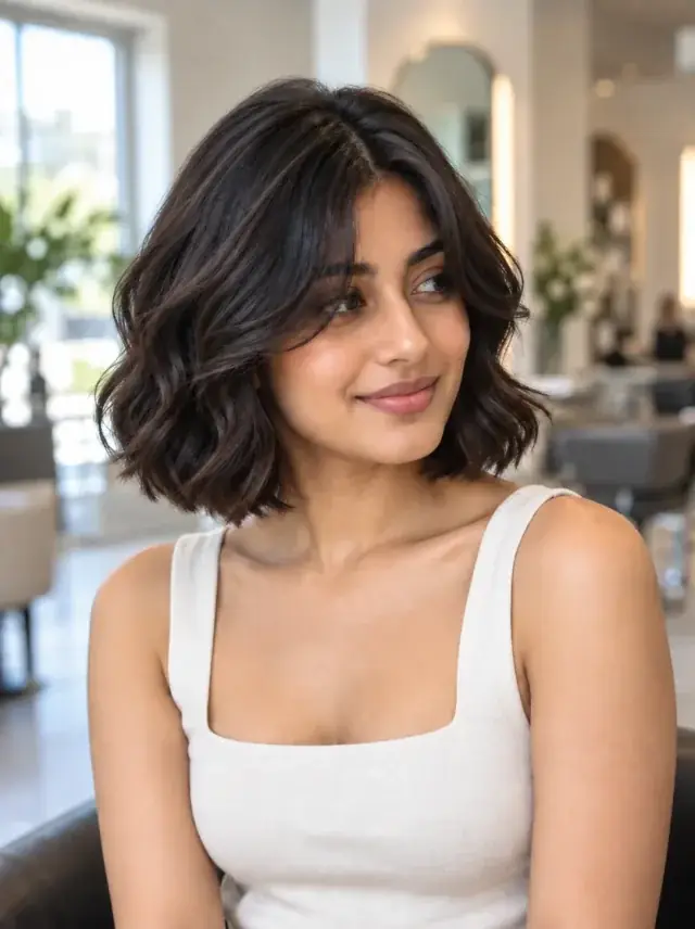 The same subject before and after flyaways tidied without changing the hairstyle