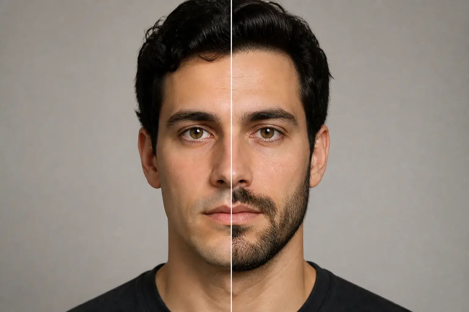 Another example of natural facial hair added