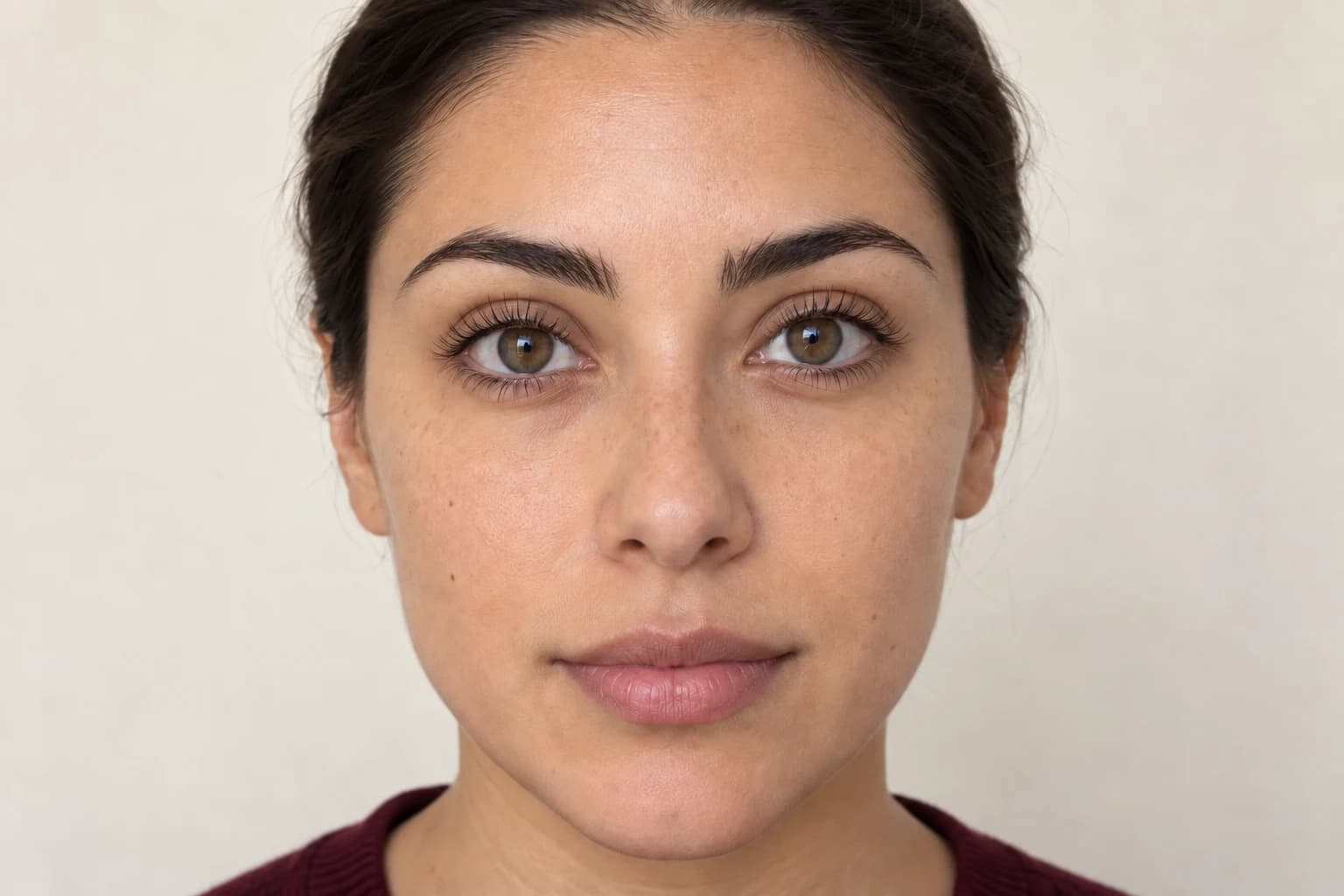 Original portrait compared with a lengthening mascara illustration